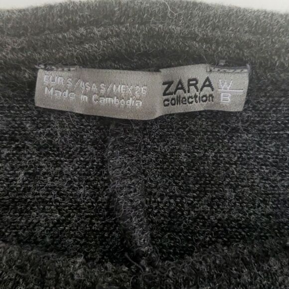 Zara Collection Sweater Size S Gray Ruffle Sleeve Boat Neck Preppy Cottagecore - Picture 5 of 6